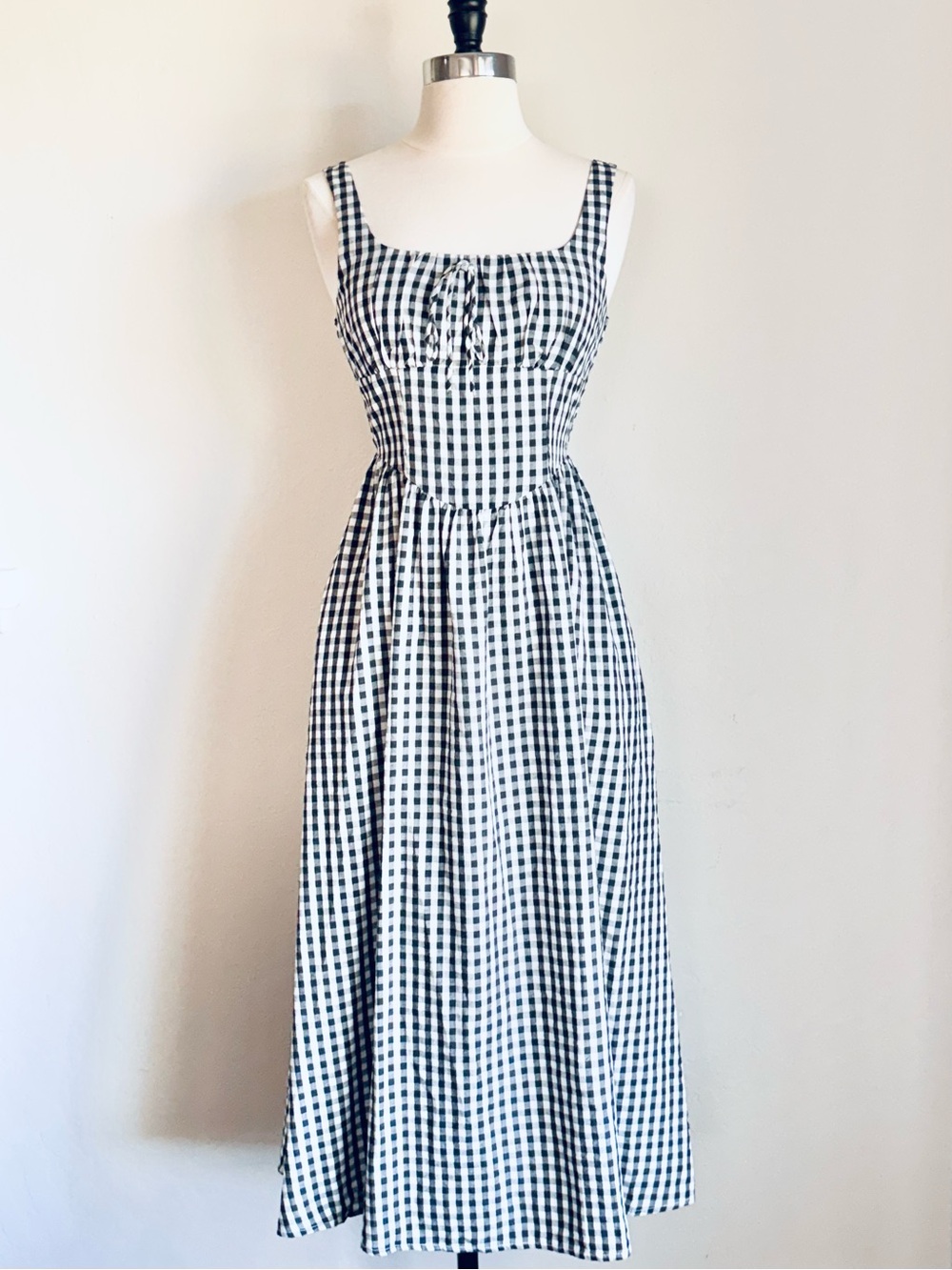 Petal & Pup Black and White Gingham Midi Dress